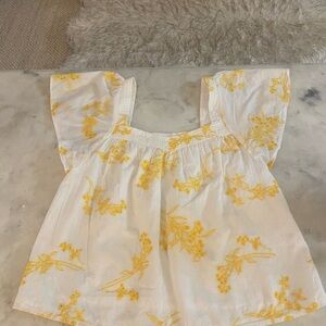 A loves A White and Yellow Embroidered Floral Top
